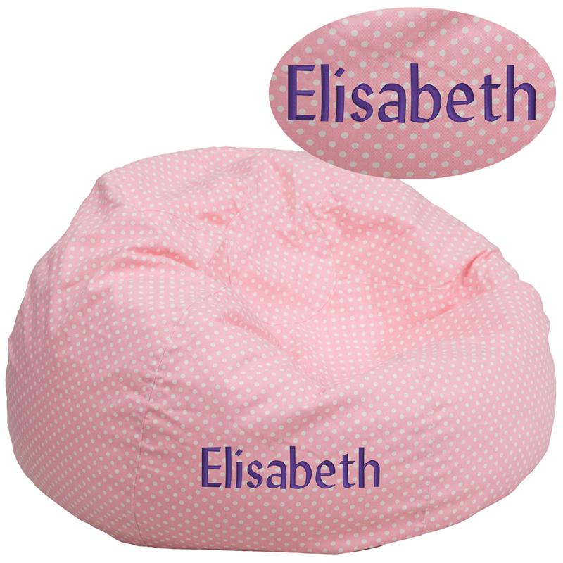Personalized Oversized Light Pink Dot Bean Bag Chair
