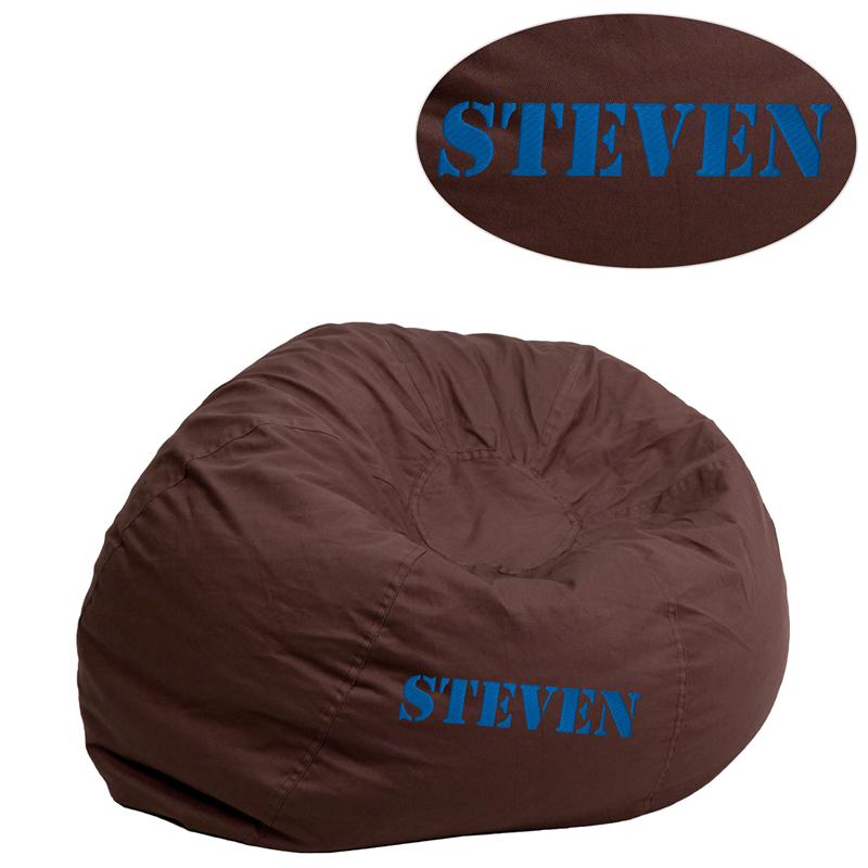 Personalized Small Solid Brown Kids Bean Bag Chair