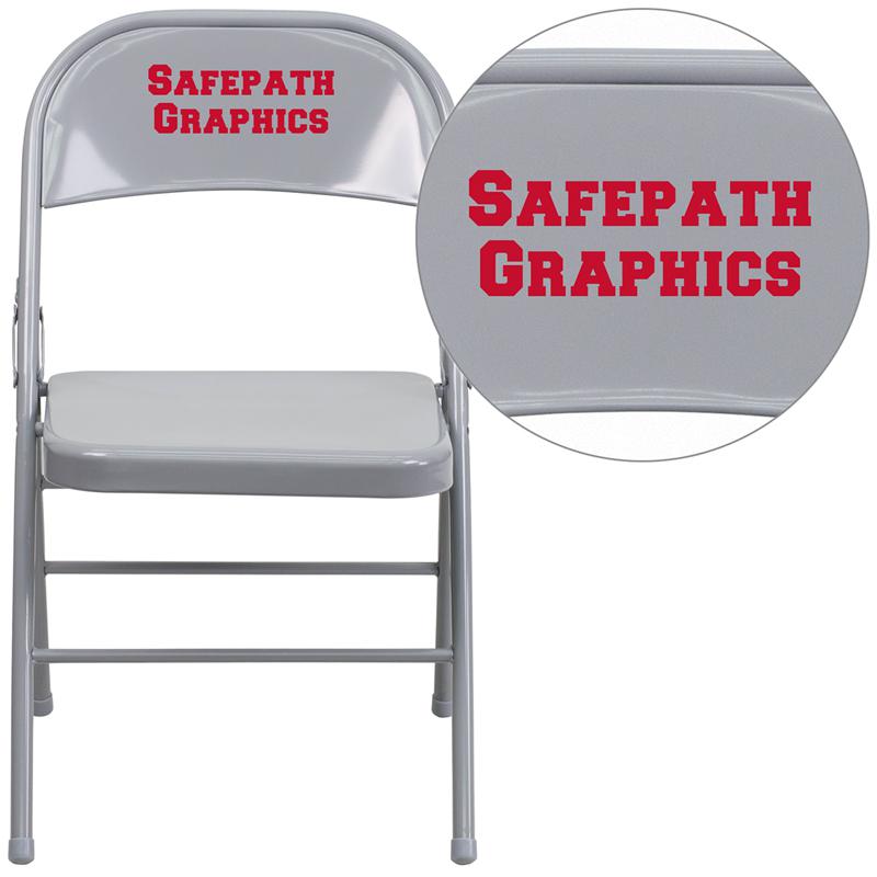 Personalized HERCULES Series Triple Braced & Double Hinged Gray Metal Folding Chair