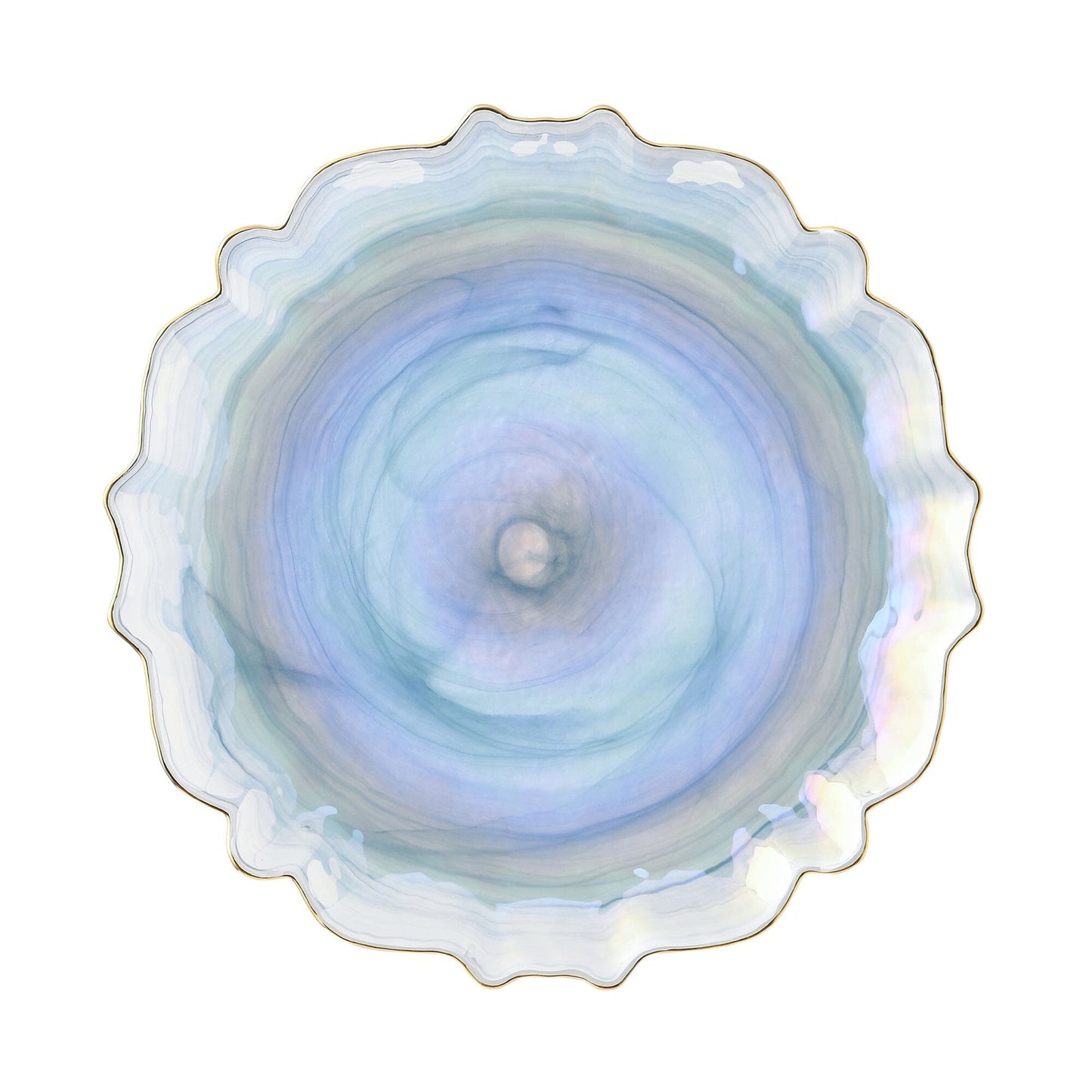 Marble Glass Plate Large Blue