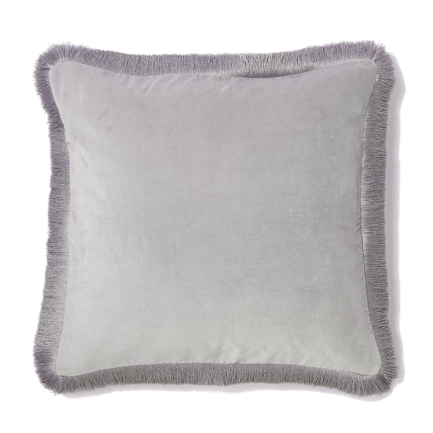 Velvet Fringe Cushion Cover 600 X 600 Gray