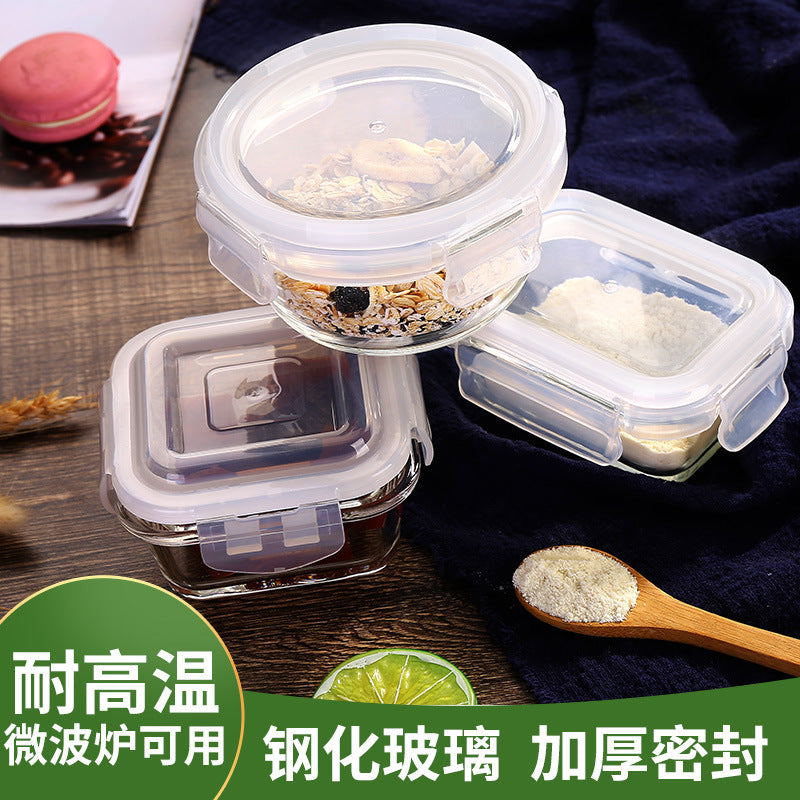 Wholesale transparent tempered glass sealed milk powder tank tea storage can home heat resistant high temperature food cans