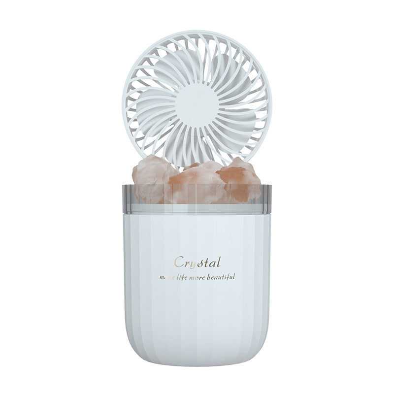 Portable Crystal Aromatherapy Humidifier - USB Wireless Aroma Essential Oil Diffuser with Adjustable Fan and Warm Light