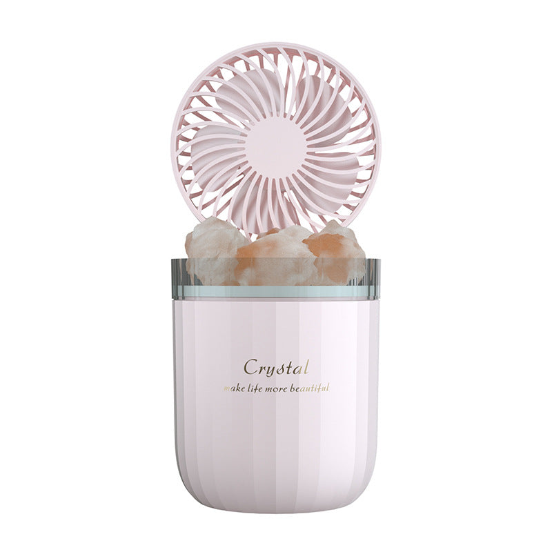 Portable Crystal Aromatherapy Humidifier - USB Wireless Aroma Essential Oil Diffuser with Adjustable Fan and Warm Light