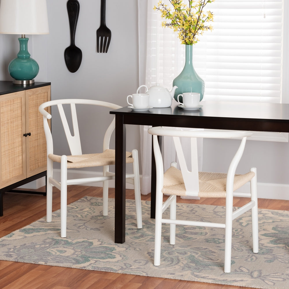 Paxton Modern White Finished Wood 2-piece Dining Chair Set