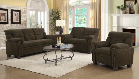 Clemintine Upholstered Chair with Nailhead Trim Brown