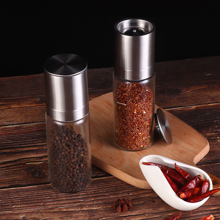 304 stainless steel pepper grinder glass spray bottle manual coffee sea salt black pepper grinding bottle