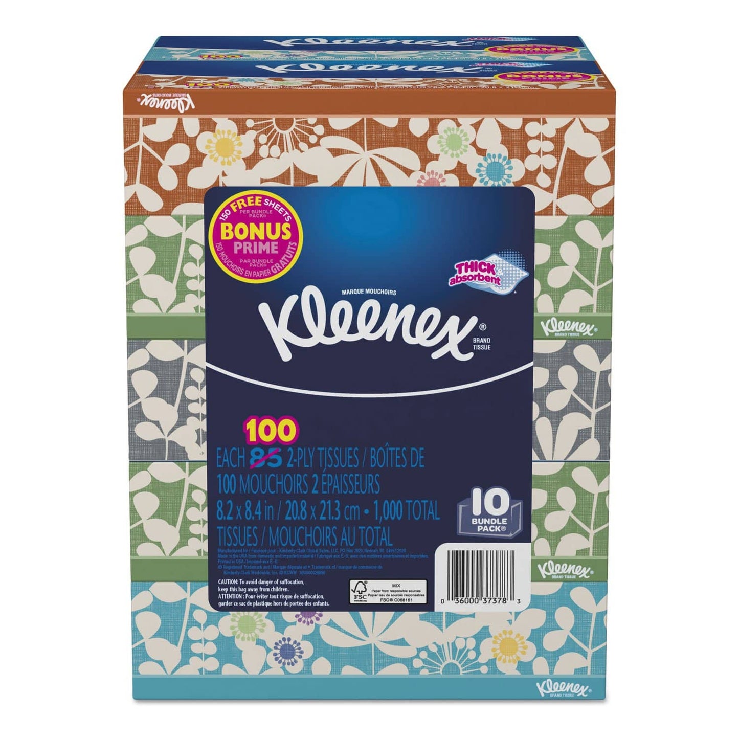 Kleenex Everyday Tissues, 2 Ply, White, 85 Sheets/Box, 10 Boxes/Pack, 4 Packs/Carton - KCC37378