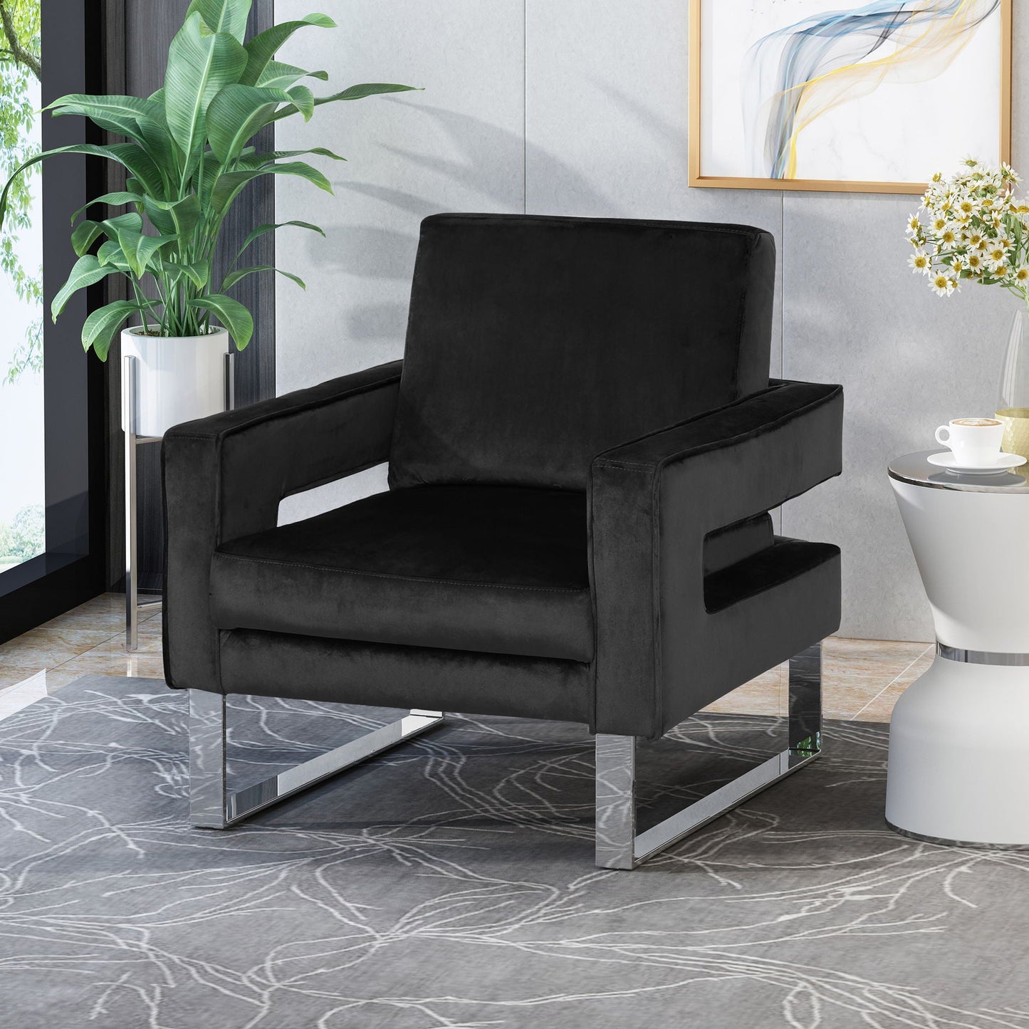 Arm Chair - Black - Fabric