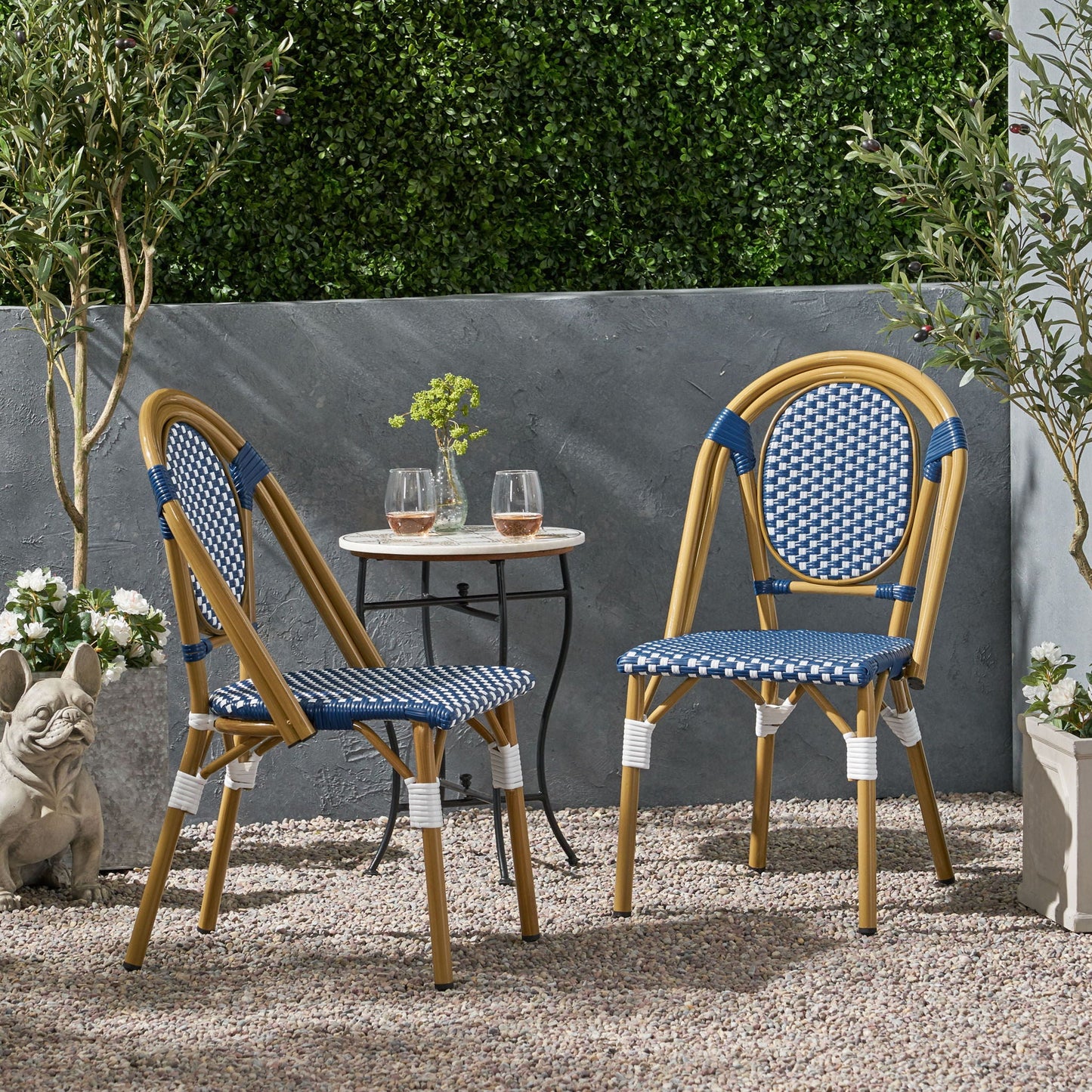 Remi French Bistro Chair - White / Blue