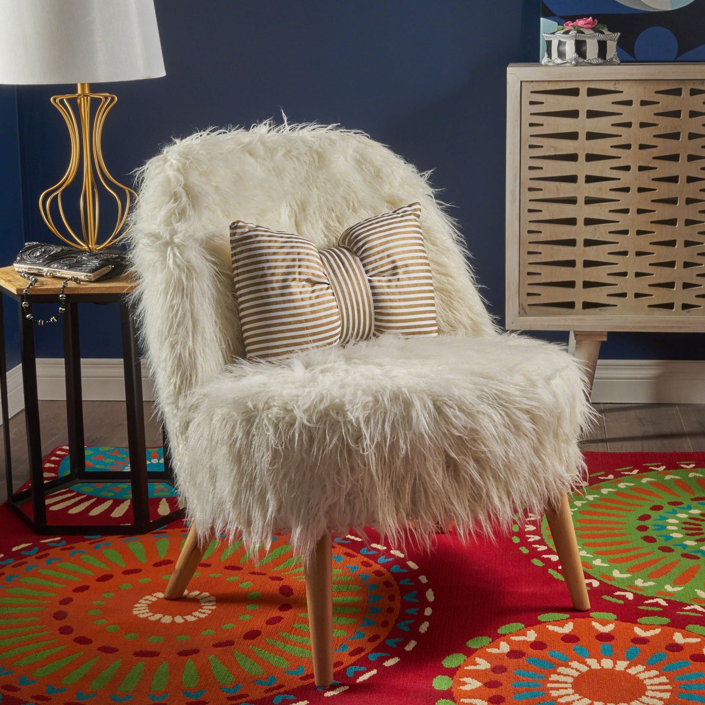 Club Chair - White - Wood / Waterproof Fabric