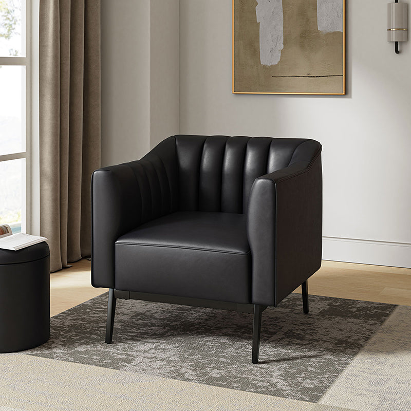 Contemporary Industrial Elegance: Benedikt 30" Wide Chair with Faux Leather