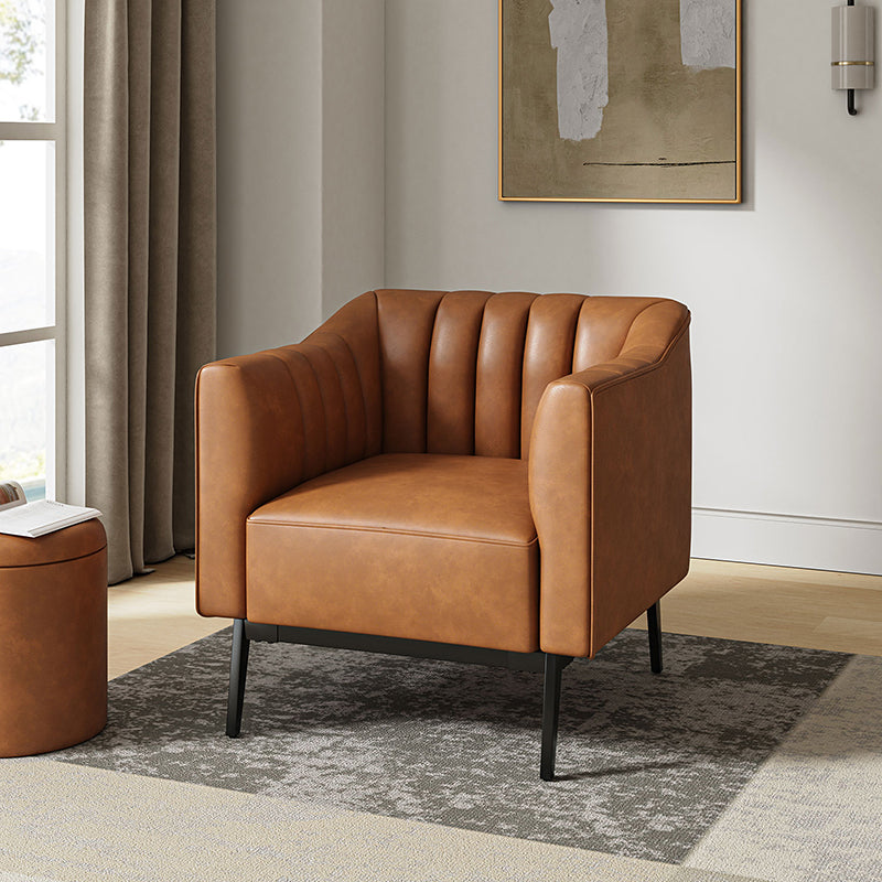 Contemporary Industrial Elegance: Benedikt 30" Wide Chair with Faux Leather