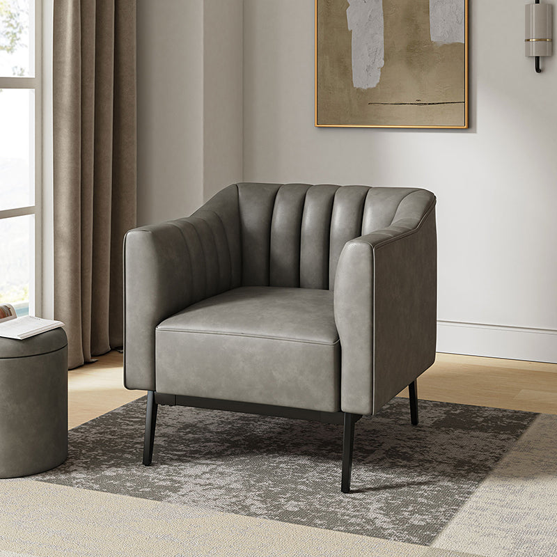 Contemporary Industrial Elegance: Benedikt 30" Wide Chair with Faux Leather