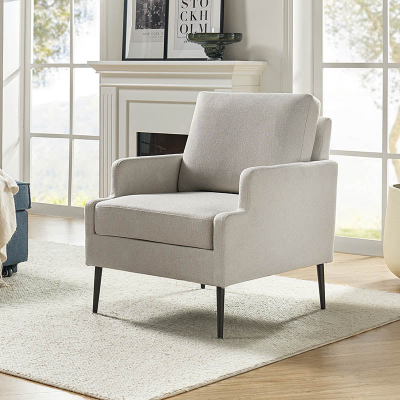 Alexaner Armchair with Tapered Metal Leg