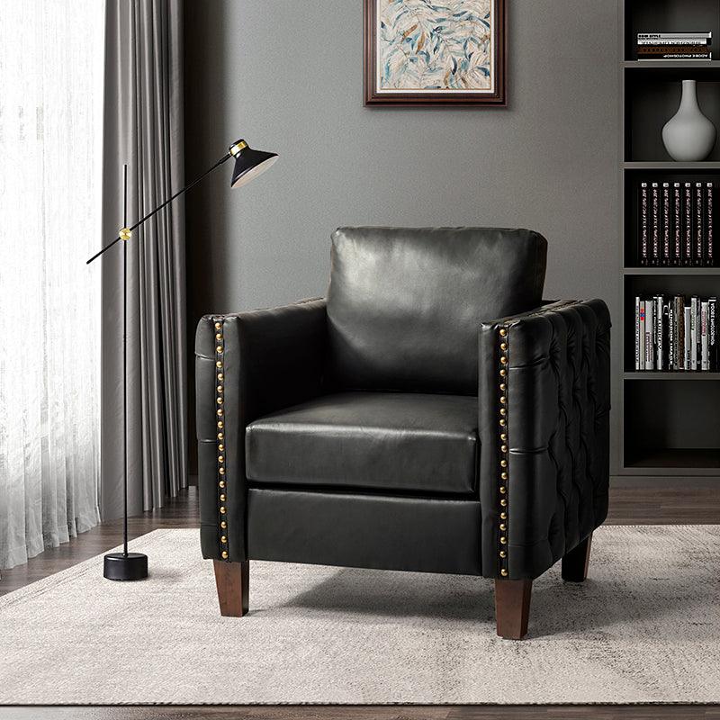 Paulo Vegan Leather Tufted Club Chair - Hulala Home