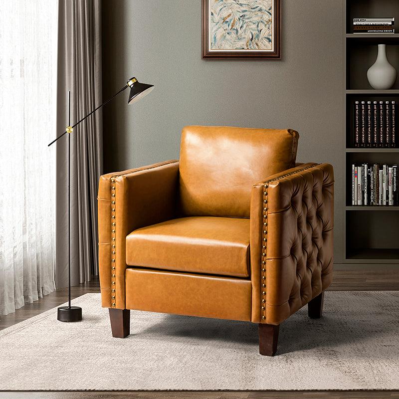 Paulo Vegan Leather Tufted Club Chair - Hulala Home