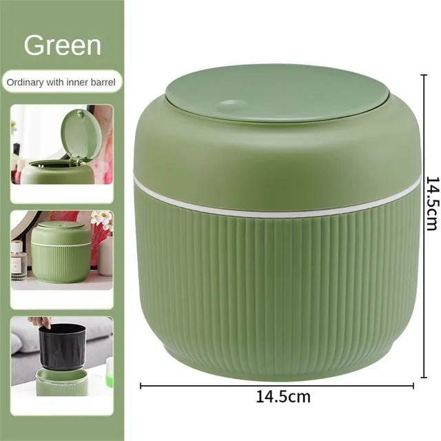 Desktop Trash Bin Mini Nordic Creative With Lid Office Supplies Press Trash Bin Desk Storage Bucket