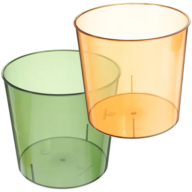 Plastic Waste Basket Clear Round Trash Can 2Pcs Wastebasket Garbage Container Bin Trash Bin Green Orange