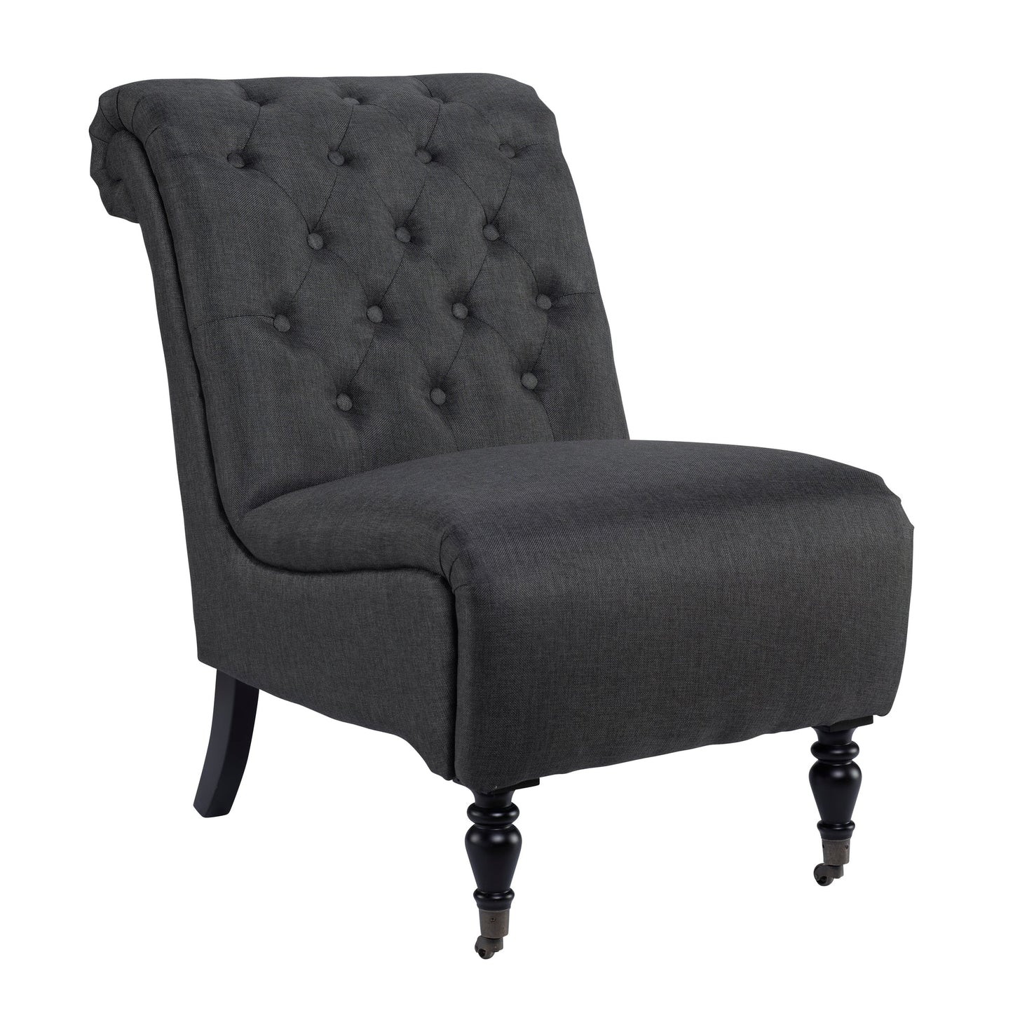 Cora Charcoal Roll Back Tufted Chair