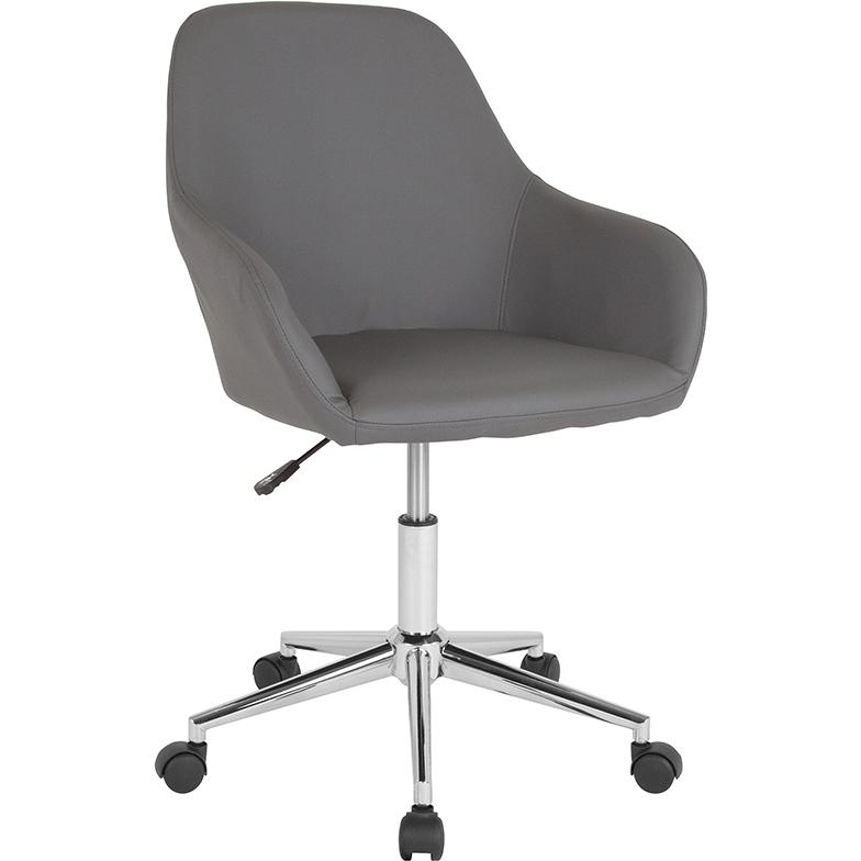 Cortana Home and Office Mid-Back Chair in Gray LeatherSoft