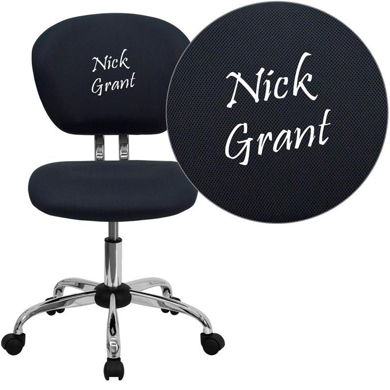 Personalized Mid-Back Gray Mesh Swivel Task Office Chair with Chrome Base