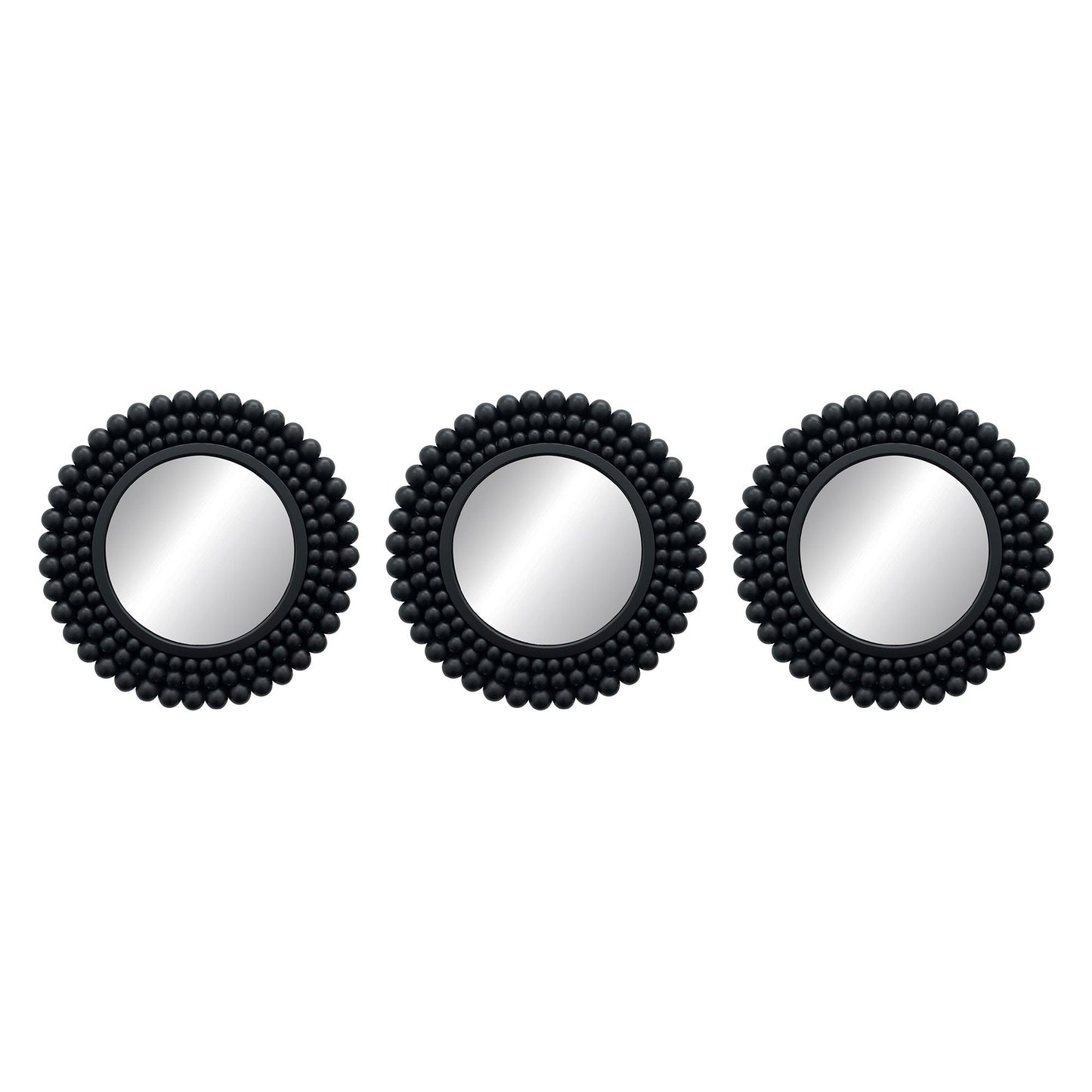 My Store 3 Piece Bubble Beaded Mirror Wall Decor Set, Black, 10 Inches