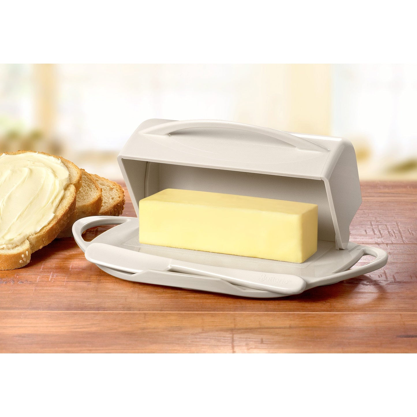 My Store Flip-Top Butter Dish With Spreader, Ivory, 9x5.5x3 Inches