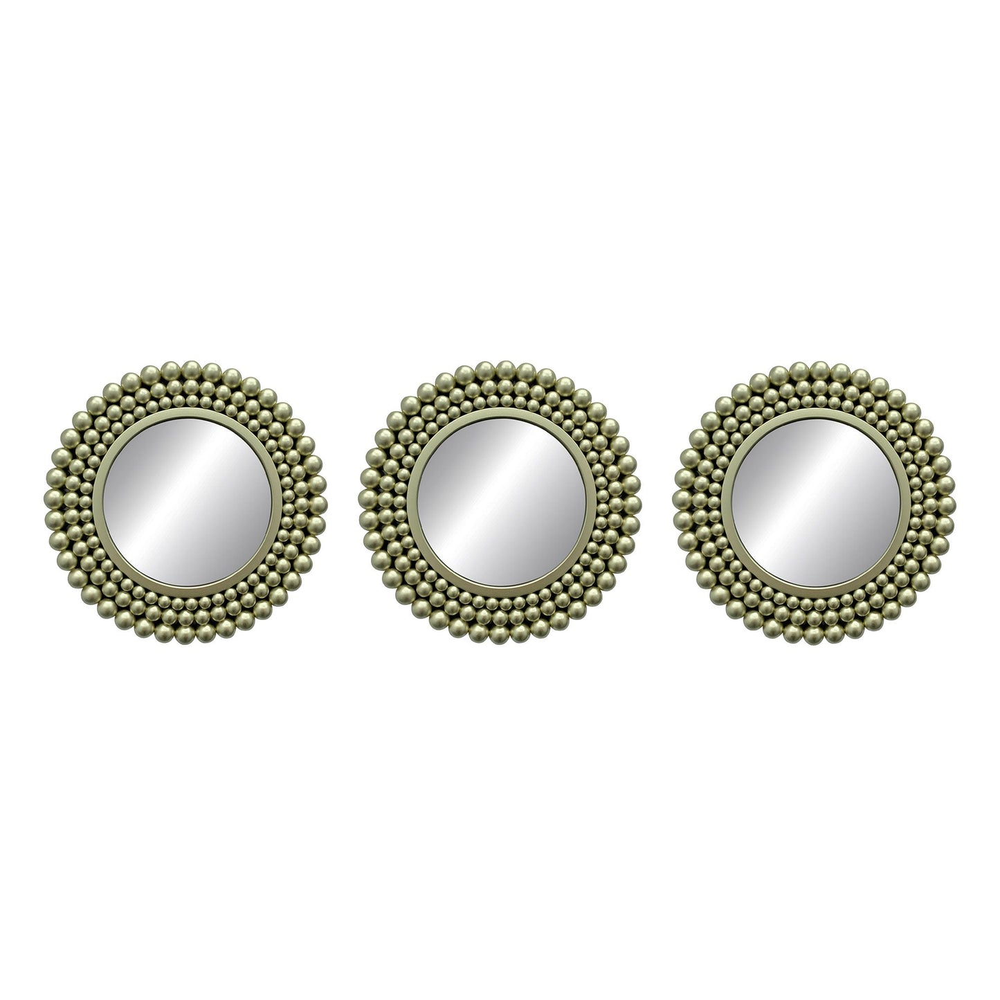 My Store 3 Piece Bubble Beaded Mirror Wall Decor Set, Champagne, 10 Inches