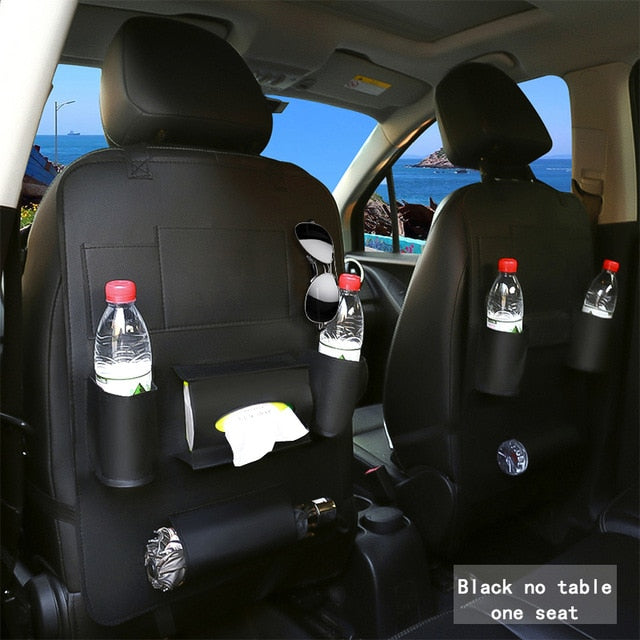 Car Back Seat Organizer Storage Bag with Foldable Table Tray Tablet Holder Tissue Box Auto Back Seat Bag Protector Accessories