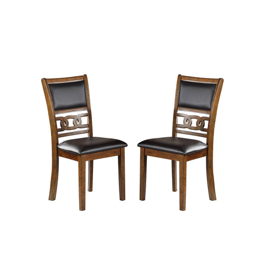 Set of 2 Upholstered Dining Chair in Walnut Finish