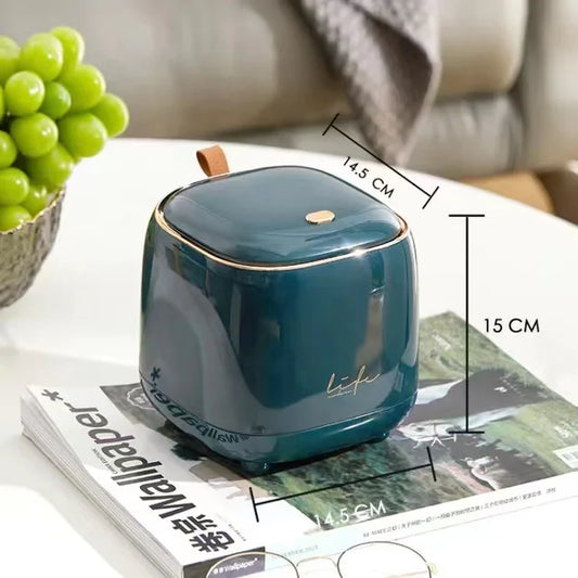 1.5L Mini Cute Pressing Desktop Trash Can Double layer Coffee Table Bomb Cover Storage Bucket  Office Press Flip Paper Basket