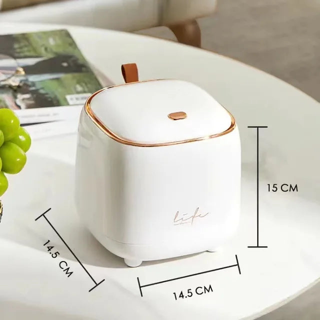 1.5L Mini Cute Pressing Desktop Trash Can Double layer Coffee Table Bomb Cover Storage Bucket  Office Press Flip Paper Basket