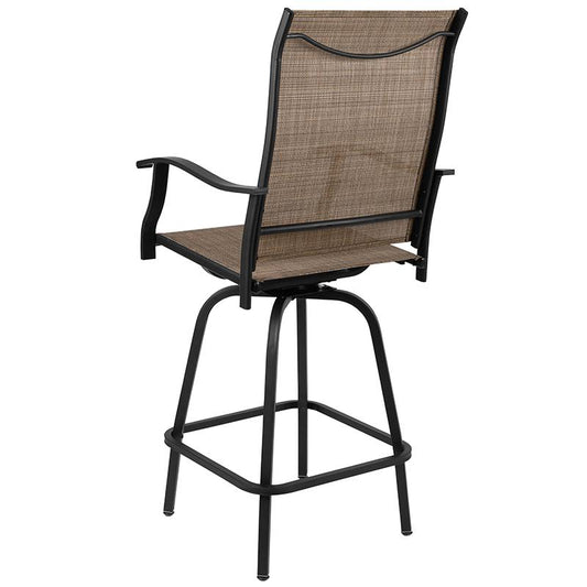 30" All-Weather Patio Swivel Outdoor Stools, Brown, Set of 2