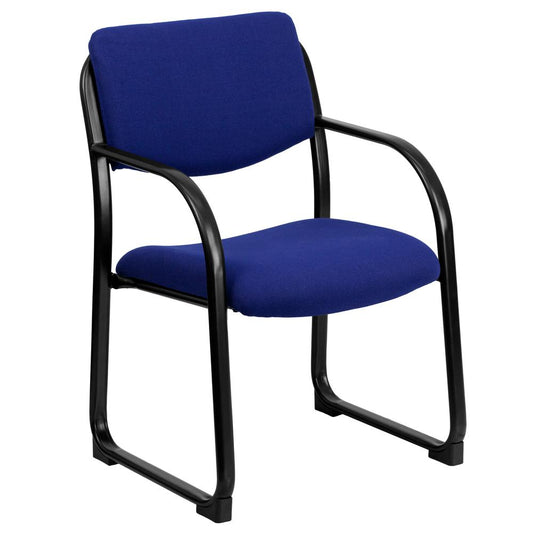 Navy Fabric Executive Side Reception Chair with Sled Base