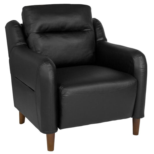 Upholstered Bustle Back Arm Chair in Black LeatherSoft