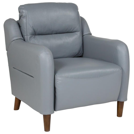 Newton Hill Upholstered Bustle Back Arm Chair in Gray LeatherSoft