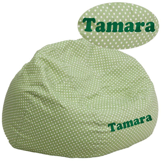 Personalized Oversized Green Dot Bean Bag Chair