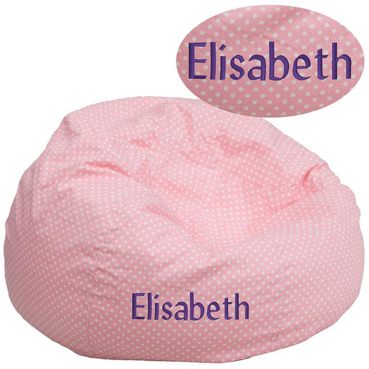 Personalized Oversized Light Pink Dot Bean Bag Chair