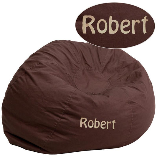 Personalized Oversized Solid Brown Bean Bag Chair