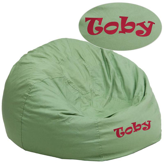Personalized Oversized Solid Green Bean Bag Chair