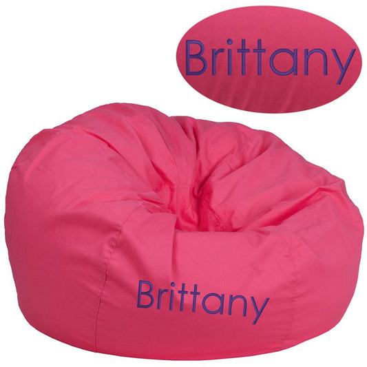 Personalized Oversized Solid Hot Pink Bean Bag Chair