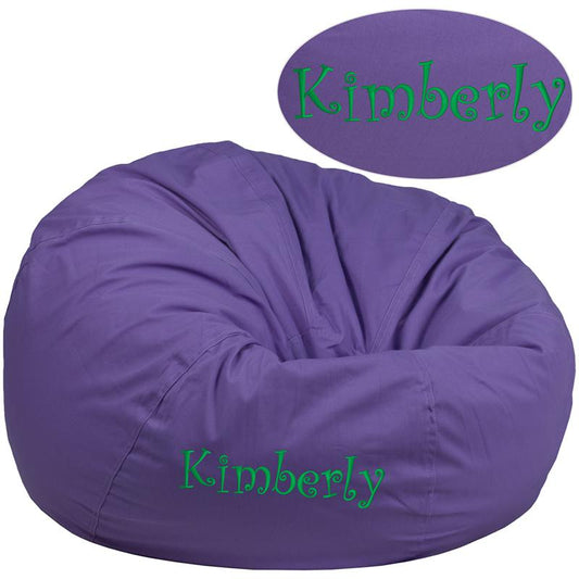 Personalized Oversized Solid Purple Bean Bag Chair