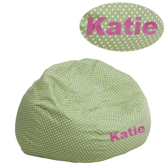 Personalized Small Green Dot Kids Bean Bag Chair