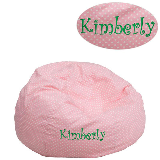 Personalized Small Light Pink Dot Kids Bean Bag Chair