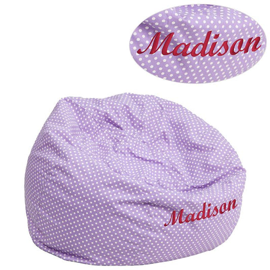 Personalized Small Lavender Dot Kids Bean Bag Chair