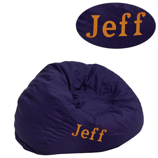 Personalized Small Solid Navy Blue Kids Bean Bag Chair