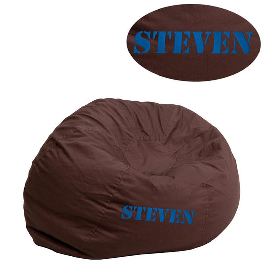 Personalized Small Solid Brown Kids Bean Bag Chair