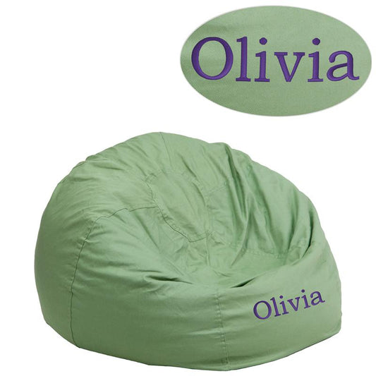 Personalized Small Solid Green Kids Bean Bag Chair