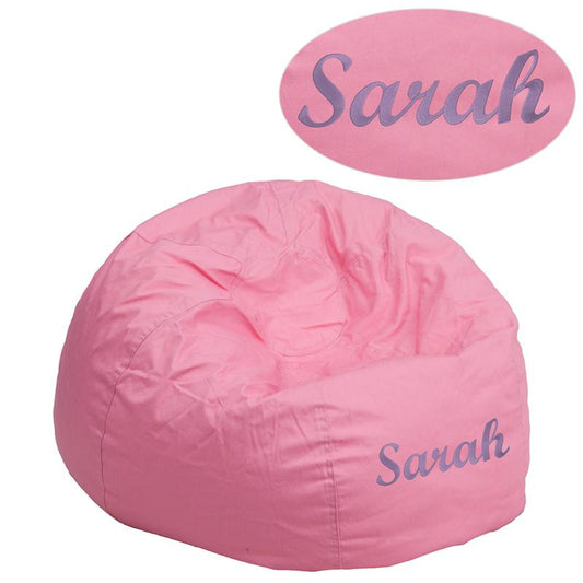 Personalized Small Solid Light Pink Kids Bean Bag Chair